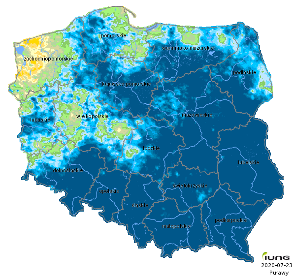 średnia wartość Klimatycznego Bilansu Wodnego wynosiła 28 mm.