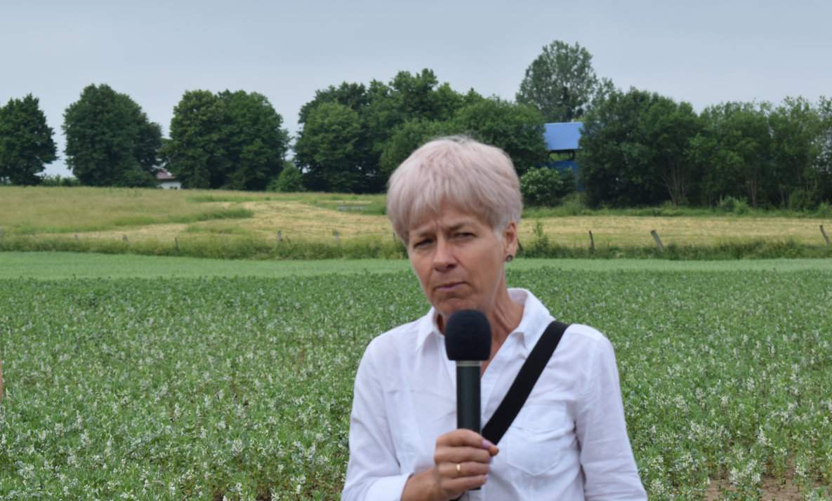 Po poletkach doświadczalnych jak zawsze oprowadzała uczestników Małgorzata Gazda, kierownik Działu Badawczo-Doświadczalnego SDOO we Wrócikowie