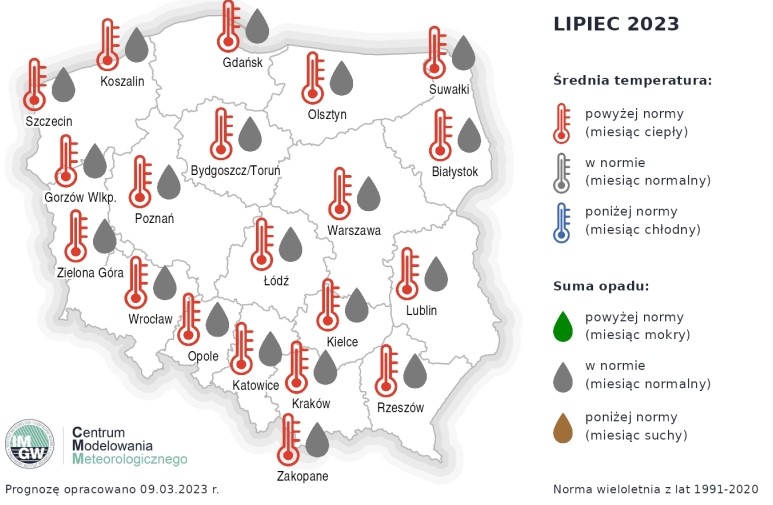 pogoda na lipiec 2023