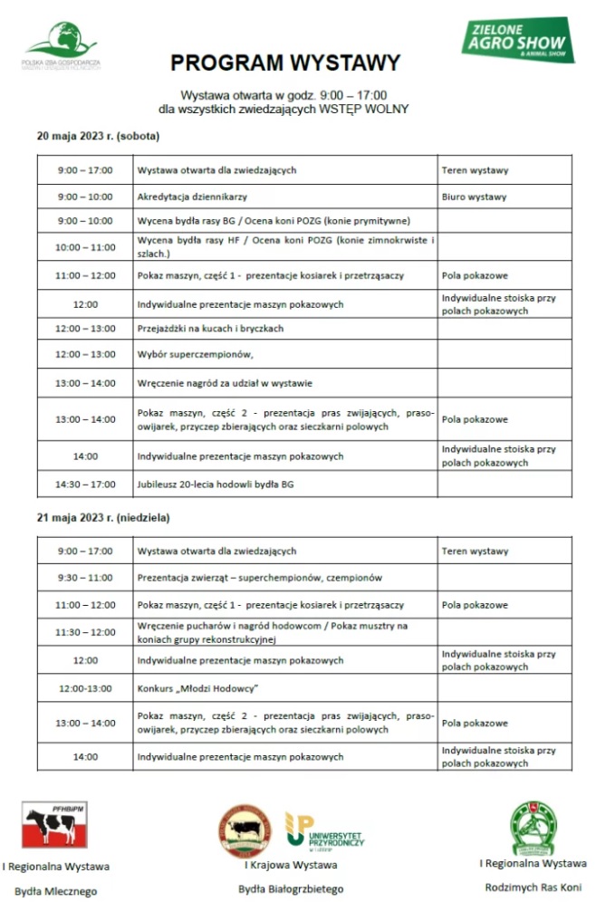 program wystawy zielone agro show 2023