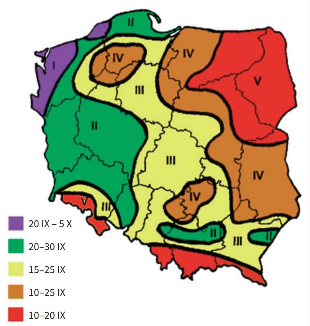 OPTYMALNE TERMINY SIEWU PSZENŻYTA OZIMEGO (Źródło: IUNG – PIB w Puławach)