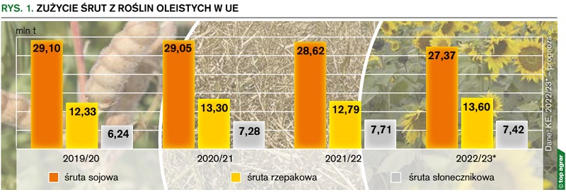 Rys. 1. Zużycie śrut z roślin oleistych w UE